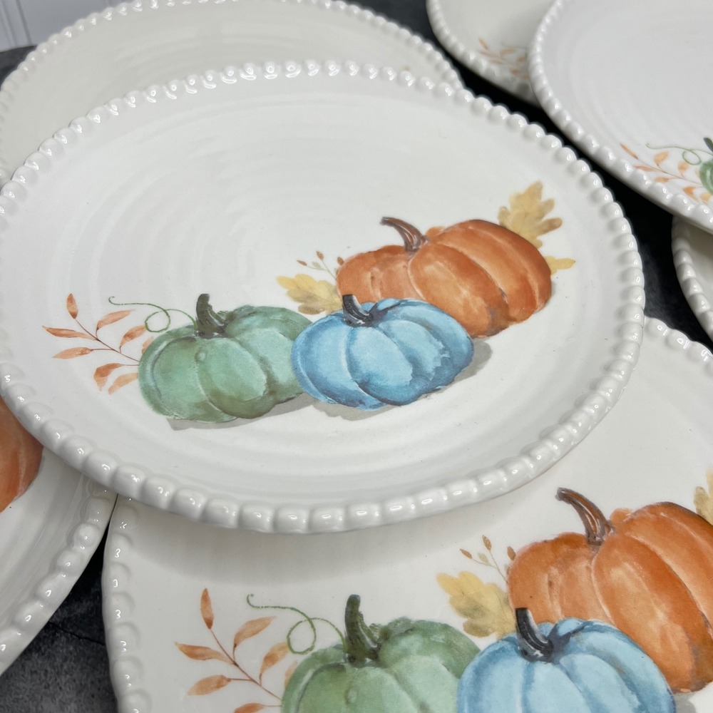 Hobby Lobby Ceramic Pumpkin Plates | Set of 4 | Thanksgiving Cottage Fall Autumn